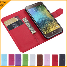 Luxury Wallet PU Leather Flip Cover Phone Case For Samsung Galaxy E5 E500 SM-E500FDS Cell Phone Cover With Card Holder Stand