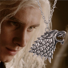 2015 Movie Necklace Of Song Of Ice And Fire Game Of Thrones Stark Wolf Pendant Alloy Metal Silver Color Necklace Movie Jewelry