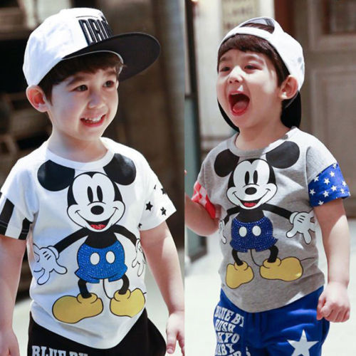 Mickey Minnie Baby Boys Girls Short Sleeve Tops T Shirts Clothes 2 7Y