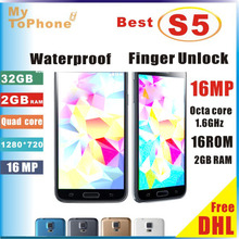Free DHL IP76 Waterproof Dustproof S5 phone S5 i9600 5.1 MTK6592 Octa core 2.0GHz 2GB RAM 16GB ROM 16MP camera Android 4.4