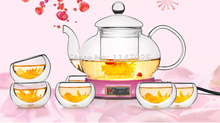2015 new  heat reistant glass teapot 600ml+6 double wall glass tea cups 7pcs/set coffee&tea sets free shipping special sale