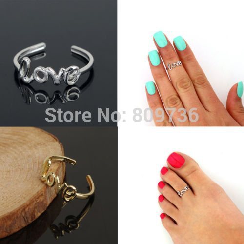 1Pc Hot Europe Girl Simple Stylish Adjustable Open Letter Love Toe Ring Foot Beach Jewelry Women