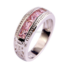 Free Shipping Pink Topaz New Popular 925 Silver Ring Jewelry For Women Gift Size 6 7 8 9 10 Engagement Wedding Rings Wholesale