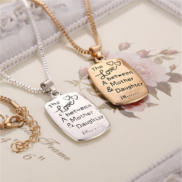 2015 Vintage Mother Mom Gift love Between Mother and Daughter Pendant Necklace Gold Plated Necklace Jewelry