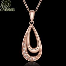 2015 High Quality white Crystal Pendant 18K rose Gold Chain Nickle Free Antiallergic Necklace Jewelry Wholesale N815-A