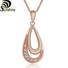 2015 High Quality white Crystal Pendant 18K rose Gold Chain Nickle Free Antiallergic Necklace Jewelry Wholesale