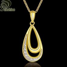 2015 High Quality white Crystal Pendant 18K rose Gold Chain Nickle Free Antiallergic Necklace Jewelry Wholesale