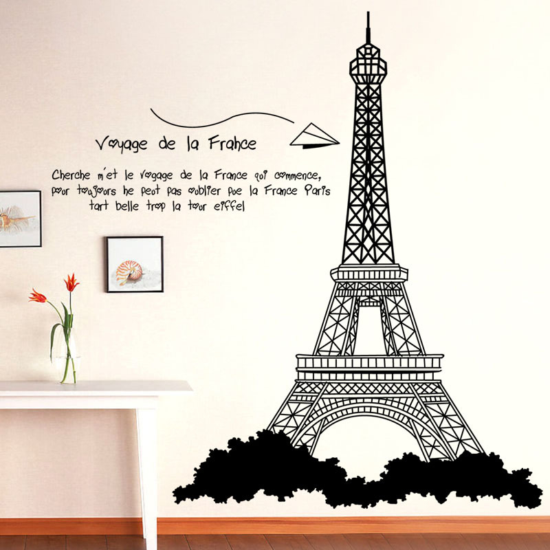   Menara-Eiffel-dapat-menghapus-stiker-kamar-tidur-Sofa-tv-Latar
