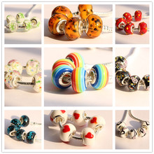 5pcs/lot DIY thread Murano Glass big hole Beads Charms fit Europe pandora Bracelets necklaces accessories Jewelry Findings
