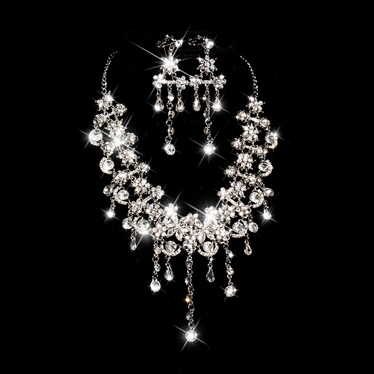 Wholesale Korean luxury bride jewelry two piece set show party dress marriage yarn with Jewelry Necklace