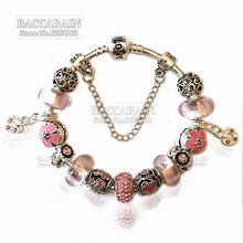2015 Spring funny 4 Colours Beads for women Liberty Murano Glass&Crystal European Pink Beads Fits Pandora Bracelets Y-QW-01