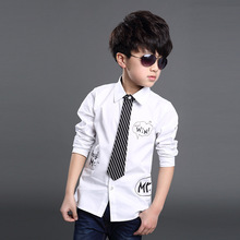 Multicolor 2015 New Arrival boys casual blouse long sleeve boys shirt with necktie children fashion blouse