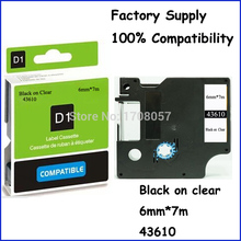 3PCS 6mm Tape 43610 Compatible Dymo Tape Labelmanager Label Black on Clear Adhesive Laminated Same With Dymo D1 Label Tape