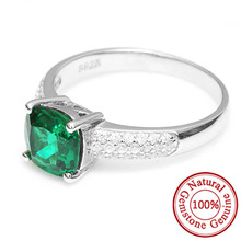 Nano Russian Emerald Engagement Wedding Ring Solid 925 Sterling Solid Silver Square Cut Amazing 2015 Brand