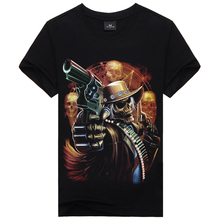 New 2015 Skull&Gun One-Neck Plus Size 3d Hip Hop T Shirt , Famous Brand Black XXXL Summer T Shirt Men Clothing Famous Brand