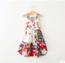 National Wind 2015 new spring summer girls flower embroidered sleeveless boutique dresses kids Bohemian designer dress