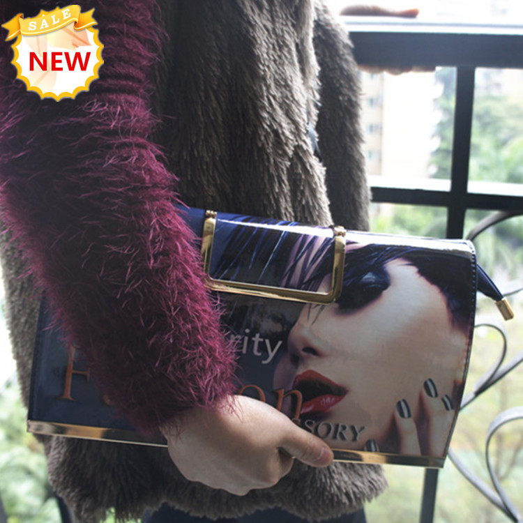 Free shipping 2015 Women Brand Designer Clutch bag ladies Fashion Hand bag Printed Clutches women leather