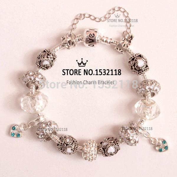 2015 European Charm glass bead charm beaded fit Pandora style White bracelets Factory wholesale beads