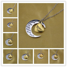 Mom I Love You To The Moon and Back Pendant Necklace with Two-Toned Yellow Gold Flashed Heart