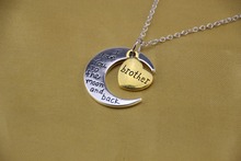 Mom I Love You To The Moon and Back Pendant Necklace with Two Toned Yellow Gold