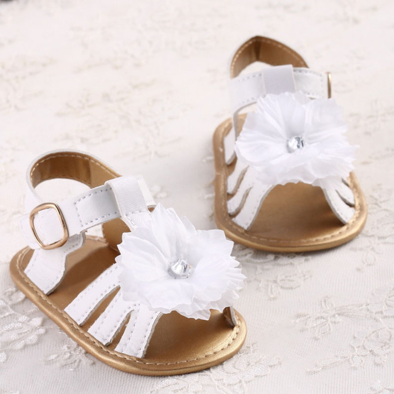 Cute White Flower Sandals Baby Shoes First Walker For 0-18 Months Baby ...