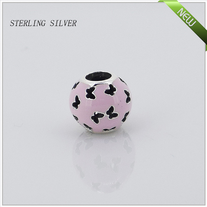 Fits Pandora Bracelets Abstract Pink Butterfly Silver Beads New Original 100 925 Sterling Silver Charms DIY