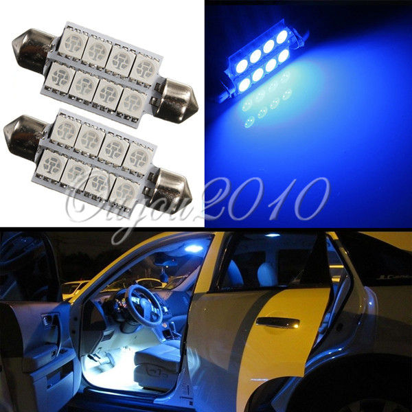 Big Promotion Ultra Blue 42MM 8 LED 5050 SMD Car Auto C5W Dome Interior Festoon Bulb