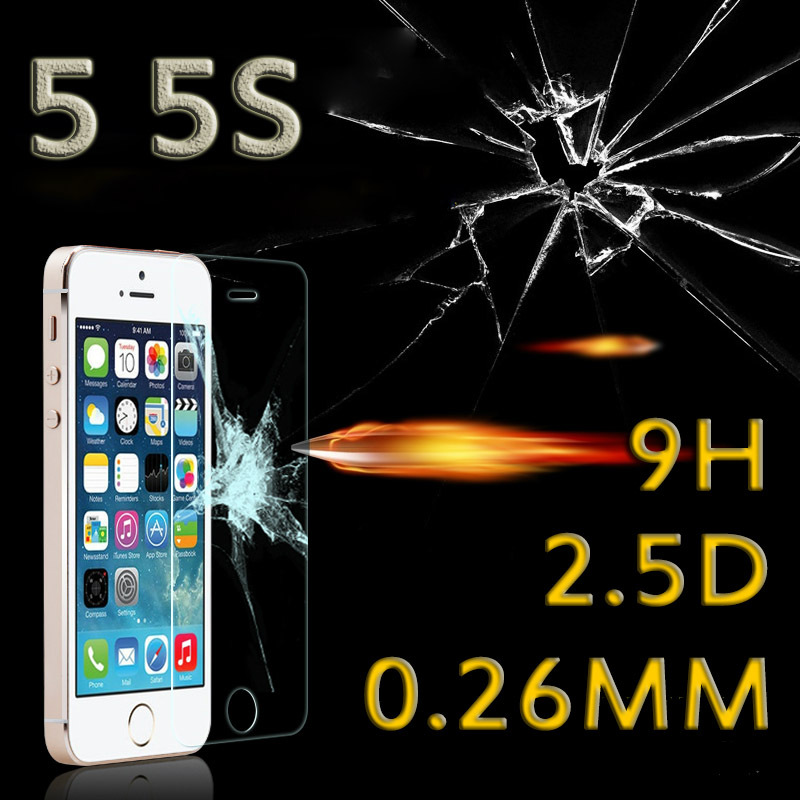 0 26MM 2 5D HDUltrathin Tempered Glass Screen Protector Case For Apple iphone 5 5s Slim