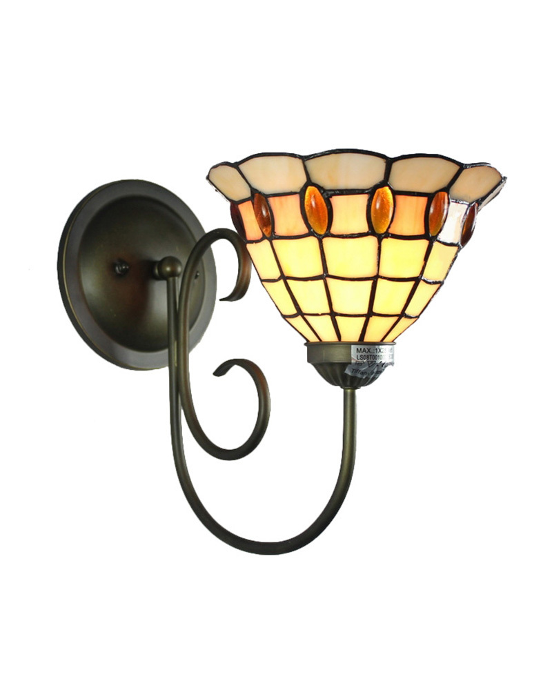 EMS Free Ship Wall Lamps Tiffany Style No.8S18001 Wrought Iron Wall Sconces Stained Glass ...