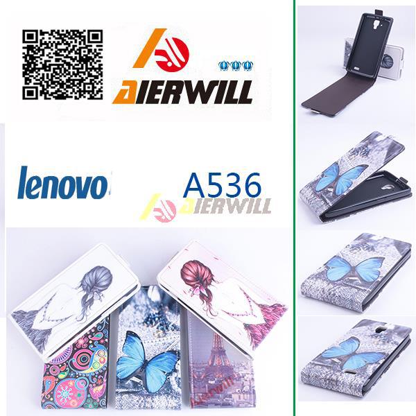 Aierwill Luxury Colored Painting Protector Leather Flip Case Cover Up and down For Lenovo A536 Smartphone