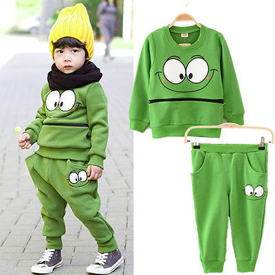 Гаджет  Baby Kid Unisex Suits Outfit Smiling Face Printed Cotton Outfit 2-Pc Harem Pants None Детские товары