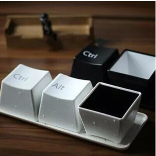 Ctrl Alt Del Keyboard Coffee Tea Cup 1Set 3Pieces Fashion Sample Cup Tea Set White And