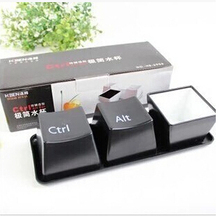 Ctrl Alt Del Keyboard Coffee Tea Cup 1Set 3Pieces Fashion Sample Cup Tea Set White And