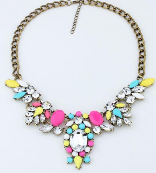 Star Jewelry Fashion 6 colors Brand Flower Choker Luxury Fashion Rhinestone Necklaces For Women 2015 New