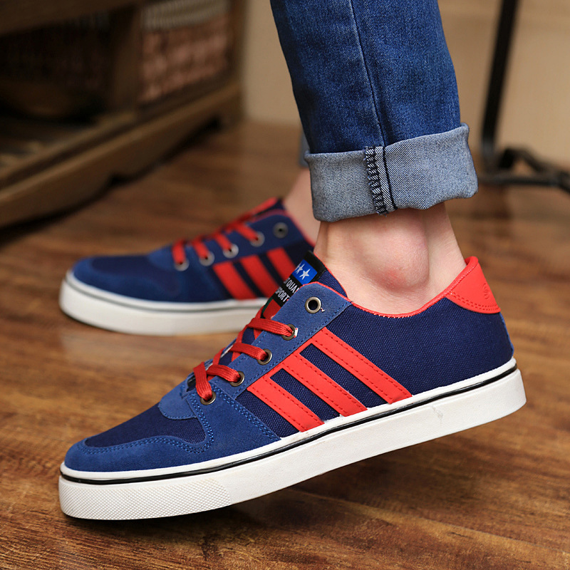 new spring and summer 2014 leisure fashion men s shoes wholesale Korean striped breathable canvas