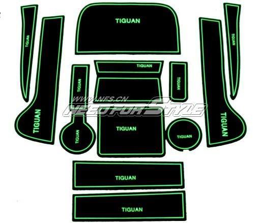 13pcs Luminous Non slip Interior slip resistant pad cup storage box mat slot for Volkswagen Tiguan
