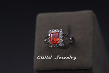 White Gold Plated CZ Diamond Wedding Jewelry Big Square Red Ruby Zirconia Engagement Rings For Women