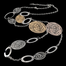2015 Fashion Statement Necklaces For Women Vintage Oval Hollow Gold Silver Plated Long Necklace Accessories Jewelry SNE150002