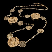 2015 Vintage Statement Necklace & Pendants Gold Plated Round Flower Long Necklace Chain Crystal Accessories Jewelry SNE150004