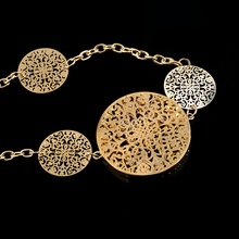 2015 Vintage Statement Necklace Pendants Gold Plated Round Flower Long Necklace Chain Crystal Accessories Jewelry SNE150004