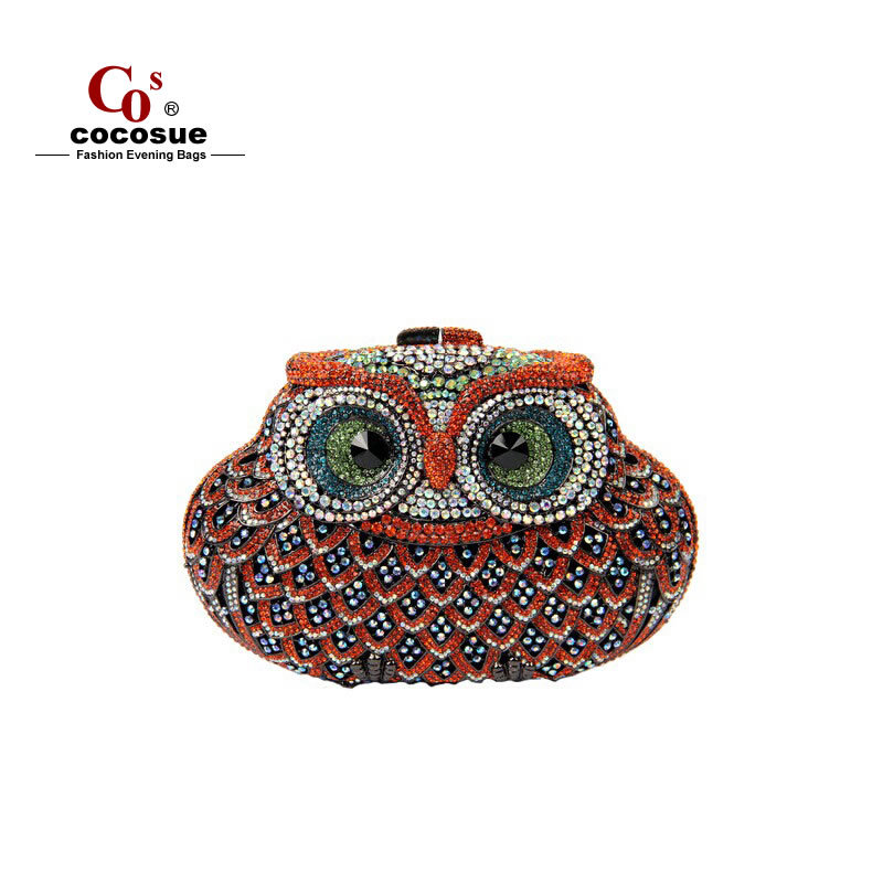 Animal Shape Owl New crystal luxury women handbags 100 handmade women cute bags CO9323