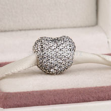 2015 Valentine s Day Collection Heart Clip Beads Fits Pandora Bracelets Original 925 Sterling Silver Pave