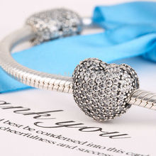 2015 Valentine s Day Collection Heart Clip Beads Fits Pandora Bracelets Original 925 Sterling Silver Pave