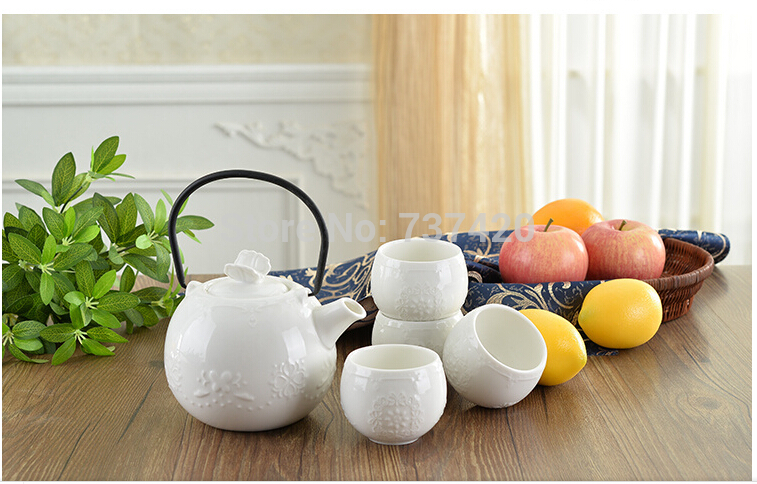 New 5pcs set coffee set Afternoon tea catering appliances white bone china tea sets White lace
