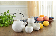 New 5pcsset  coffee set  Afternoon tea catering appliances white bone china tea sets White lace embossed ceramic tea sets