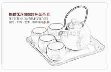 New 5pcs set coffee set Afternoon tea catering appliances white bone china tea sets White lace