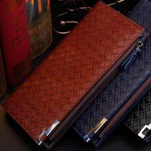 Fashion Plaid PU leather men wallet high quality solid color long paragraph men wallets clutch bag