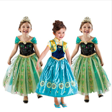 Retail New 2015 Summer Girls Dress Baby Kids Clothes Elsa Anna Princess Party Dresses Children Clothing