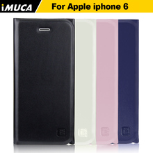 IMUCA for iphone 6 4 7 case cover luxury wallet leather flip soft metal mobile phone