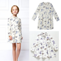 Long sleeve girl dress 2015 party princess dresses cotton casual spring Autumn baby clothing kids clothes